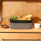Small Storage Baskets for Organizing | Closet Organizer Bins | Shelf Toy Basket | Woven Rope Baskets | Cube Decorative Box | Shallow Basket | 13x8.5x5.1” | 3 Packs Black Brown