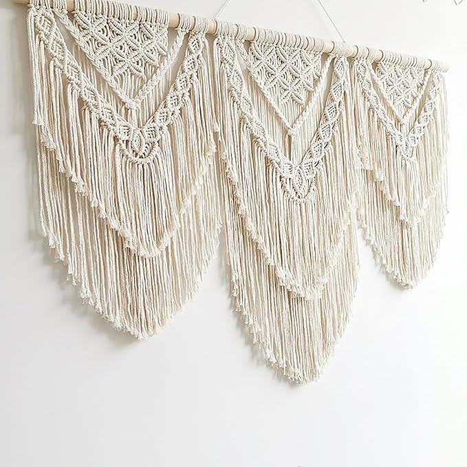 Achart Macrame Wall Hanging Large- Boho Wall Decor- large wall art- Wall Decor Living Room- Macrame Tapestry Boho Decor for Bedroom (Beige-H)