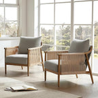 CHITA Braid Armchair, Modern Accent Chair for Living Room, Light Grey