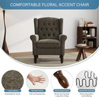 UIXE High Back Accent Chairs Set of 2, Upholstered Armchair in Fabric, Retro Wingback Arm Chair for Living Room, Comfy Single Sofa Bedroom Reading Seat with Solid Wood Legs - Taupe
