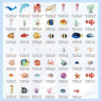 Sea Turtle Ocean Fish Wall Decals Glow in The Dark, Under The Sea Life Animals Stickers for Ceiling, Girls Boys Waterproof Decoration for Living Room Wall Bathroom Toilet