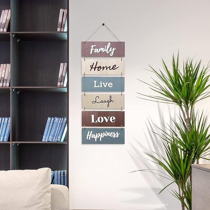 Hanging Wall Decor Sign - Welcome Vertical Wall Art Decorations, Rustic Home Accessories for Living Room, Bedroom, Family, Dining, and Kitchen, Outdoor Signs for House, Live, Laugh, Love Plaques