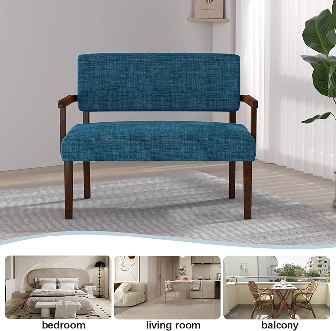 Accent Chair 2 Seat, Arm Chairs with Soft Seat and Armrests for Living Room, Love seat for Dining, Reading, and Waiting Rooms (Blue)