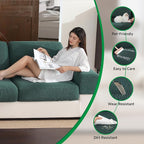 Couch Cushion Covers for Sectional Sofa, Stretch Soft Sofa Slipcovers Washable Wear-Resistant Universal Furniture Protector for Living Room(1 Piece Oversized Cover, Green)