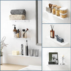 JOOM Metal Floating Shelf - Floating Shelf, Bathroom Shelf, Display Shelves for Wall Storage (White, 8Inch)