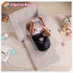 Kids Chairs for Toddler, 2-in-1 Toddler Soft Sherpa Couch Fold Out, Convertible Sofa to Lounger for Girls and Boys, Grey