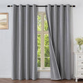 Blackout Curtains 90 Inch Length 2 Panels Set, 100% Black Out Textured Thermal Curtains, Grommet Privacy Light Blocking Drapes for Living Room Bedroom Luxury Decor(52W × 90L inch, Light Grey)