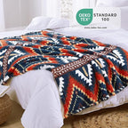 CASAAGUSTO Boho Sherpa Blanket, Aztec Twin Blanket, Ultra Soft, Warm, Cozy, Plush, Thick Fleece Western Blanket for Couch, Bed, Sofa (Navy Blue 60 * 80 Inch)