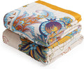 Boho Throw Blanket, 100% Organic Cotton Breathable Ultra Soft Bed Quilt Throw - All Season Floral Bird Butterfly Farmhouse Decor Blanket for Sofa Couch Chair and Gift. 50" x 60"