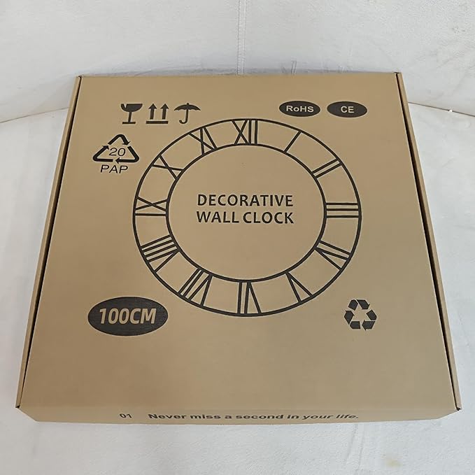 Large Wall Clock for Living Room Decor - 100cm/ 40 Inch Nearly Silent Non-Ticking Metal Wall Clocks Battery Operated, Vintage Decorative Modern Wall Clock for Bedroom, Office, Farmhouse Decor