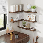 30 Inch Floating Shelves, 8 Inch Deep Floating Shelves for Wall, Hanging Shelf with Invisible Brackets, Deep Shelves for Bathroom, Bedroom, Living Room, Walnut, Set of 2