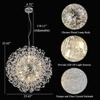 Dandelion Crystal Chandelier with Chrome, Modern Large Sputnik Hanging Lamp, Sunflower Beaded Pendant Light Fixtures High Ceiling for Living Room Bedroom Dining Room (Chrome 16Lights)