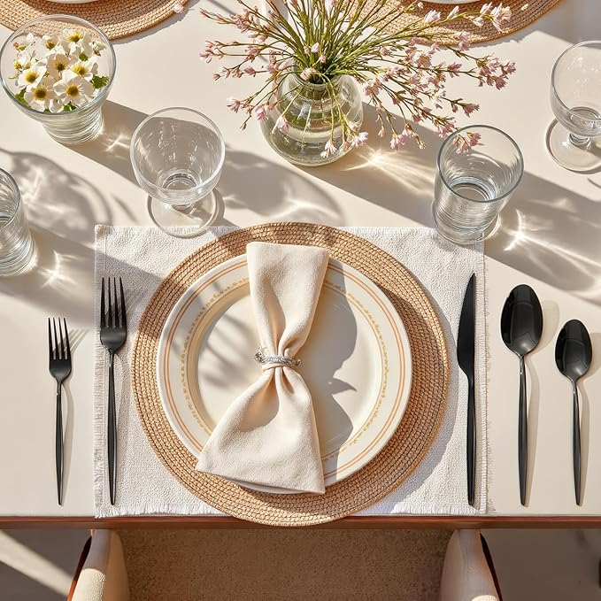 KINGSTONE Silverware Set, 40-Piece Flatware Set Cutlery Set Premium 18/10 Stainless Steel, Tableware Include Forks Knives Spoons for Home Kitchen Restaurant Wedding, Dishwasher Safe,Black