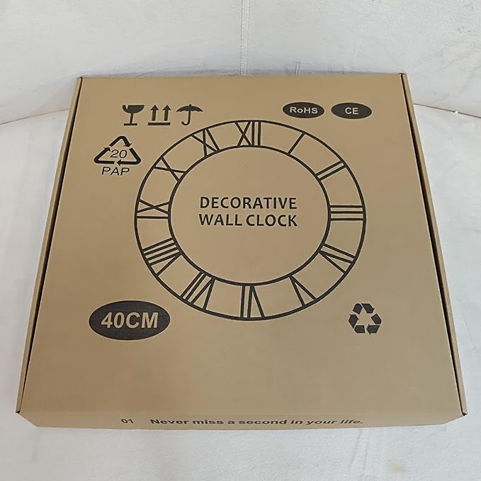 Large Wall Clock for Living Room Decor - 40cm/ 16 Inches Silent Non-Ticking Metal Wall Clocks Battery Operated, Vintage Decorative Modern Wall Clock for Bedroom, Office, Farmhouse Decor