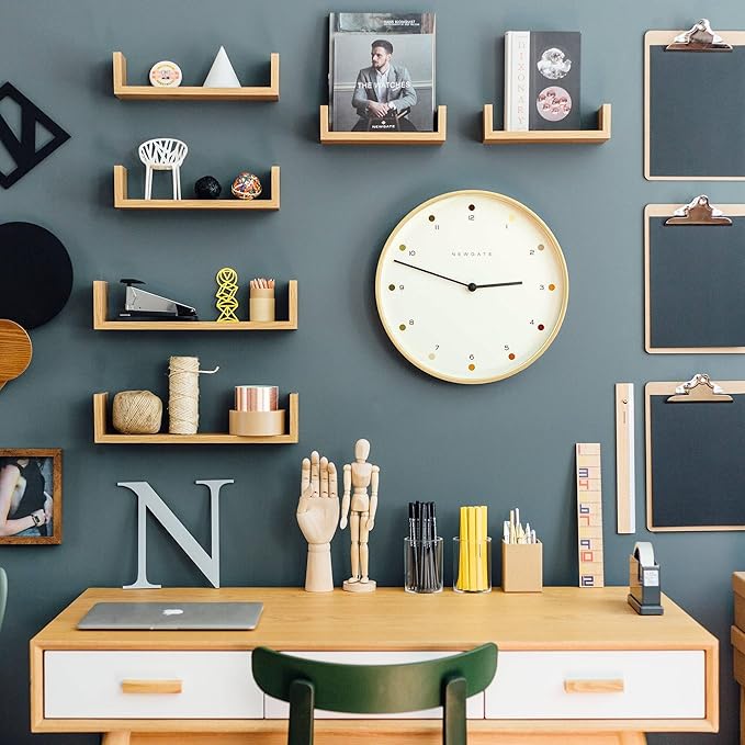 NEWGATE® Mr Clarke Wall Clock | Large Scandi Inspired Plywood Clock | 16 inch | Pale Wood case with Designer dot dial | Modern Minimalist Design for Kitchen, Living Room or Office