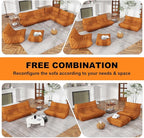 Full Foam Loveseat Sofa,Adults Bean Bag Chairs Floor Couch with Soft Waterproof Fabric,Armless Fireside Lounge Chair for Living Room,Apartment and Office (DarkOrange)