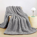 Admitrack Chunky Knit Blanket Throw, 100% Hand Knit Chenille Throw Blanket for Sofa & Home Decor, Soft and Cozy Knitted Throw Blankets (Dark Gray，51""x63""), XNR08