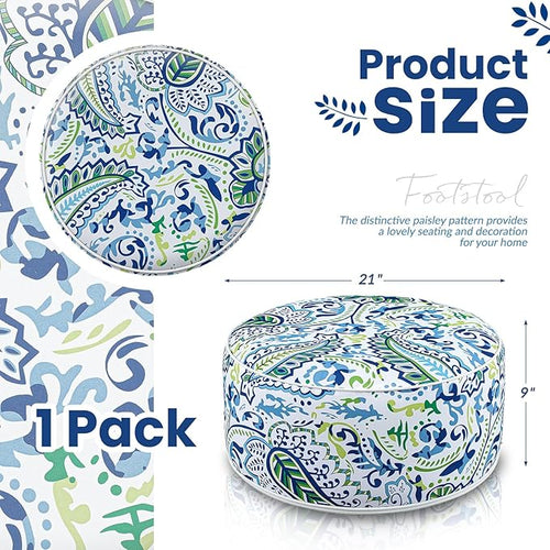 1 Pack Outdoor Inflatable Ottoman Waterproof Inflatable Pouf Foot Rest with Handle D21 x H9 Portable Outdoor Foot Rest for Patio Garden Camping or Home