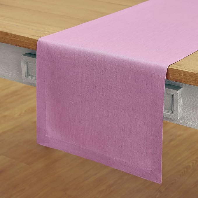 Solino Home Linen Violet Table Runner 90 Inches Long - 100% Pure Linen Dining Table Runner 14 x 90 Inch for Halloween - Fete
