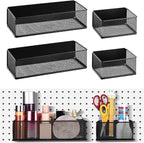 Tioncy 4 Pcs Magnetic Storage Bin Magnetic Locker Organizer for Pegboard Refrigerator Shelves Basket Container Wire Storage Holder for Kitchen Home Whiteboard(Black,10.6''l, 6.2''l)