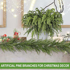 Artgar 30 Pcs Pine Branches - 18 Inch Artificial Green Pine Stem - Real Touch Christmas Greenery Pines Branches for DIY Flower Arrangement Home Indoor Christmas Decor