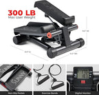 Sunny Health & Fitness Mini Stepper for Exercise at Home, Stair Step Workout Machine with Resistance Band and Over 300lb Weight Capacity, Optional Twist Motion and Free SunnyFit App Connection