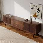 Mid Century Modern TV Stand for 75 inch TV, 78.7" Walnut TV Console with 2 Storage Cabinet & 2 Drawers, Entertainment Center, Media Console for Living Room/Bedroom
