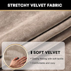 PrinceDeco Velvet Sofa Cushion Covers, Stretch Couch Cushion Covers for Individual Seat Couch Slipcover Sets Furniture Protector for Loveseat Sofa Cushion Width Up to 29.5", Taupe