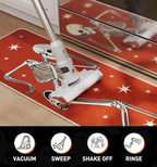 Halloween Kitchen Mat Set of 2, Spooky Skeleton Gothic Halloween Kitchen Decor, Halloween Rug for Floor, Indoor Spooky Home Decor with Non-Slip Backing,17 x 29 Inch & 17 x 47 Inch