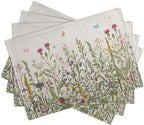 Rustic Wildflower Floral Placemats Set of 4 Spring Summer Vintage Flowers Plants Herbs Linen Table Mats 12x18 Inch Seasonal Flower Decorative Place mats for Farmhouse Kitchen Dining Decoration