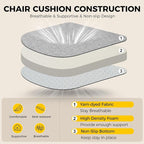 downluxe Indoor Chair Cushions for Dining Chairs, Soft and Comfortable Textured Foam Kitchen Chair Pads with Ties and Non-Slip Backing, 16" x 16" x 2", Light Grey, 6 Pack