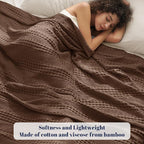 PHF Cooling Waffle Blanket California King Size, Lightweight 60% Rayon Derived from Bamboo & 40% Cotton Breathable Blanket for Hot Sleepers, Soft and Luxury for Bed Couch Sofa, 110"x96", Cocoa Brown