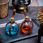 Patelai 6 Pcs Halloween Glass Potion Bottles with Belt Cork Renaissance Witch Costume Accessories Witch Props Potion Bottle for Halloween Party Decor Cosplay DIY Crafts Gift (Brown)