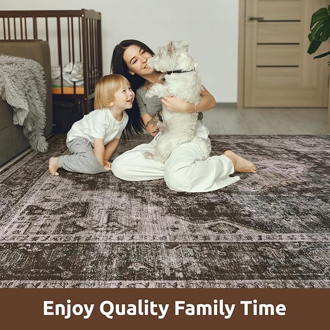 AMOAMI-2X3 Small Rug-Washable Rugs Entryway Mat Indoor-Soft Vintage Non Slip Rugs for Kitchen Laundry Room Bathroom Brick/Brown Decorative Accent Rug for in Front of Sink 24 Inch x36 Inch