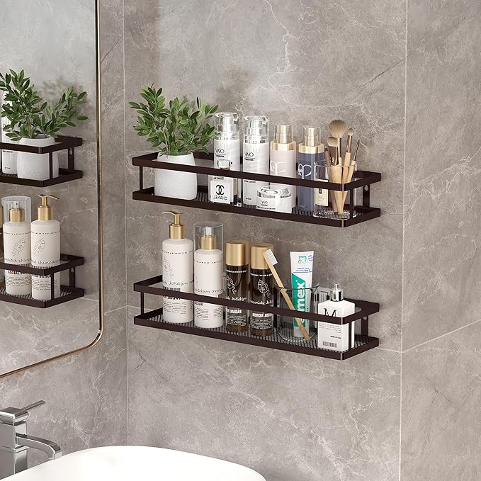 PUSDON Metal Wall Hanging Basket 2 Packs DIY Suitable for Multiple Scenes - Large Bronze Guardrail