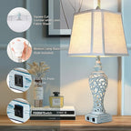 Table Lamp Bedside Lamps Set of 2, 28.5'' Luxsight Farmhouse Table Lamps for Bedroom, Lamps for Nightstands with Night Lights, with USB C+A Ports, Rustic Lamp for Living Room, Bulb Included