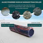 Oceanfoam Tidal Roller - Red, Dark Navy & Natural Marbled - Muscle Massage Foam Roller for Back Pain & Stretching - Firm & Ergonomic Wide Wave Textured - Yoga, Athletics, Wellness - Full Size 20" x 5"