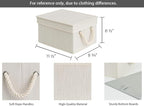 StorageWorks Storage Bins with Lids, Decorative Storage Boxes with Lid and Soft Rope Handles, Foldable Storage Baskets for Closet, Shelves, Stackable, Ivory and White, Medium, 3-Pack