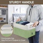 BALEINE 4 Pack Fabric Storage Bins for Shelves, Linen Storage Baskets for Organizing, Decorative Closet Bins for Clothes, Home (Green, 15''x11''x9.5'')