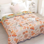 Boho Throw Blanket for Bed - 100% Pure Cotton Ultra Soft Rustic Quilt - Farmhouse Decor Bed Blankets, All Season Rustic Throw for Sofa Couch Chair(80''x 90'', Floral)