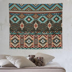 HZOHNAGO Aztec Tapestry Turquoise Blue and Brown and Native American Tribal Pattern Printed Wall Tapestry Wall Hanging for Bedroom Living Room Dorm 60" W x 50" H