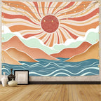 Lunerfex Boho Sun Tapestry Sunset Wall Tapestry, Mountain Tapestries for Bedroom 80s Tapestries Wall Hanging for Bedroom Living Room Decor Boho-2 44"x60"