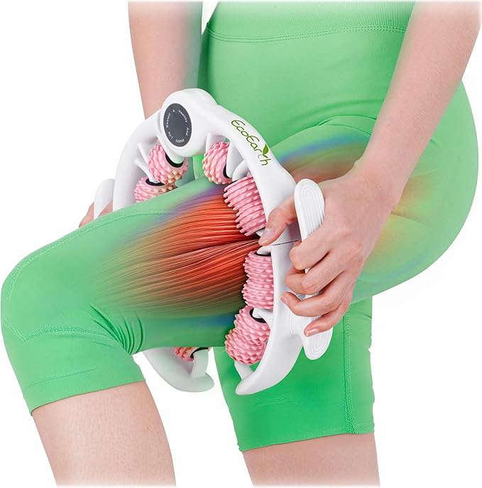 EcoEarth Cellulite Massage Roller - Handheld Fascia Massager with Detachable Handles - Anti Cellulite Tool for Legs, Thighs, Buttocks & Belly - Deep Tissue Muscle Roller for Lymphatic Drainage
