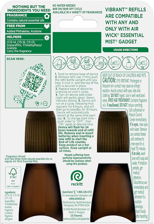 AIR WICK Essential Mist Twin Refill – White Sage & Mahogany (2x.67) oz.