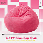 Hobestluk 4.5FT Bean Bag Chair Giant Bean Bag Chair with Filler Included Adult Bean Bag Chairs with Removable Cover for Bedroom Living Room - (Jumbo, Pink)