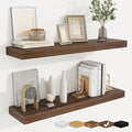 fuqing Floating Shelves for Wall, Bathroom Shelf Wall Mounted for Storage, Shelves with Invisible Bracket for Bedroom, Kitchen, Living Room, Farmhouse Small Book Shelf, 32 Inch Set of 2, Walnut