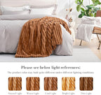 Amélie Home Faux Fur Throw Blanket for Couch, Cozy Fuzzy Fluffy Fur Luxurious Soft Striped Plush Gift Blankets for Family Sofa Chair Bed Living Room Bedroom, 55"x70", Brown