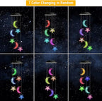 Toodour Solar Wind Chimes, Color Changing Wind Chimes Moon and Star, LED Decorative Mobile, Gift for Mom Grandma, Waterproof Outdoor Moon Star Light for Garden, Patio, Yard, Window Outdoor Decor