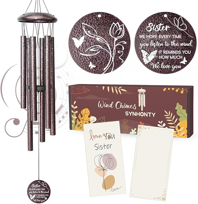 Gifts for Sister, 25''Wind Chimes, Birthday Gifts for Sister, Soul Sisters Unique Gift for Women,Thanksgiving,Christmas Day Gift Ideas for Love Rreminder