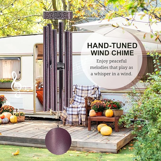 ASTARIN 48'' Large Wind Chimes - 6 Heavy Tubes, Memorial Outdoor Chimes for Garden Decor, Sympathy Gifts, Bronze
